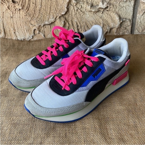 Puma FUTURE RIDER PLAY ON White Gray/Violet 373792-07 Neon Pink Size 7.5 - Picture 7 of 16